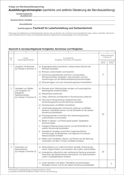 Fachkraft für Lederherstellung und Gerbereitechnik