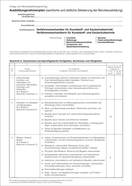 Verfahrensmechaniker/-in für Kunststoff- und Kautschuktechnik