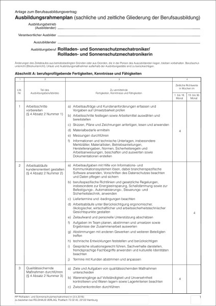 Rollladen- und Sonnenschutzmechatroniker/-in